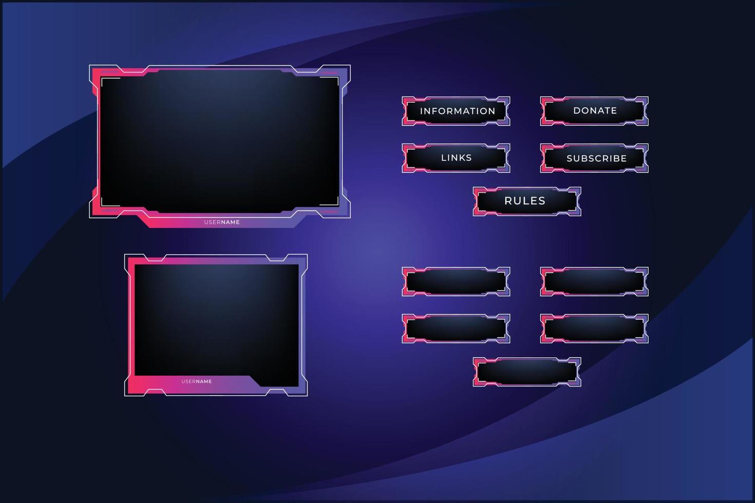 Set of twitch panels with abstract  shapes template vector