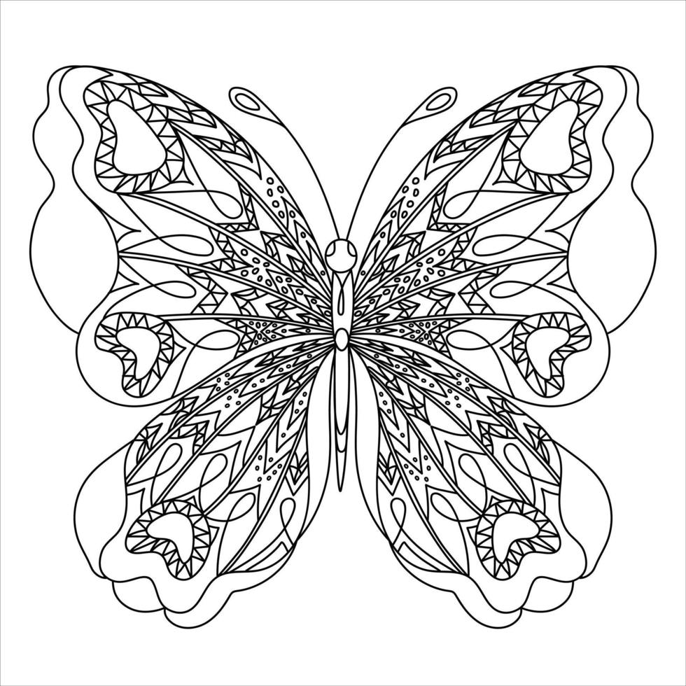 Butterfly. Coloring page in zentangle style. vector