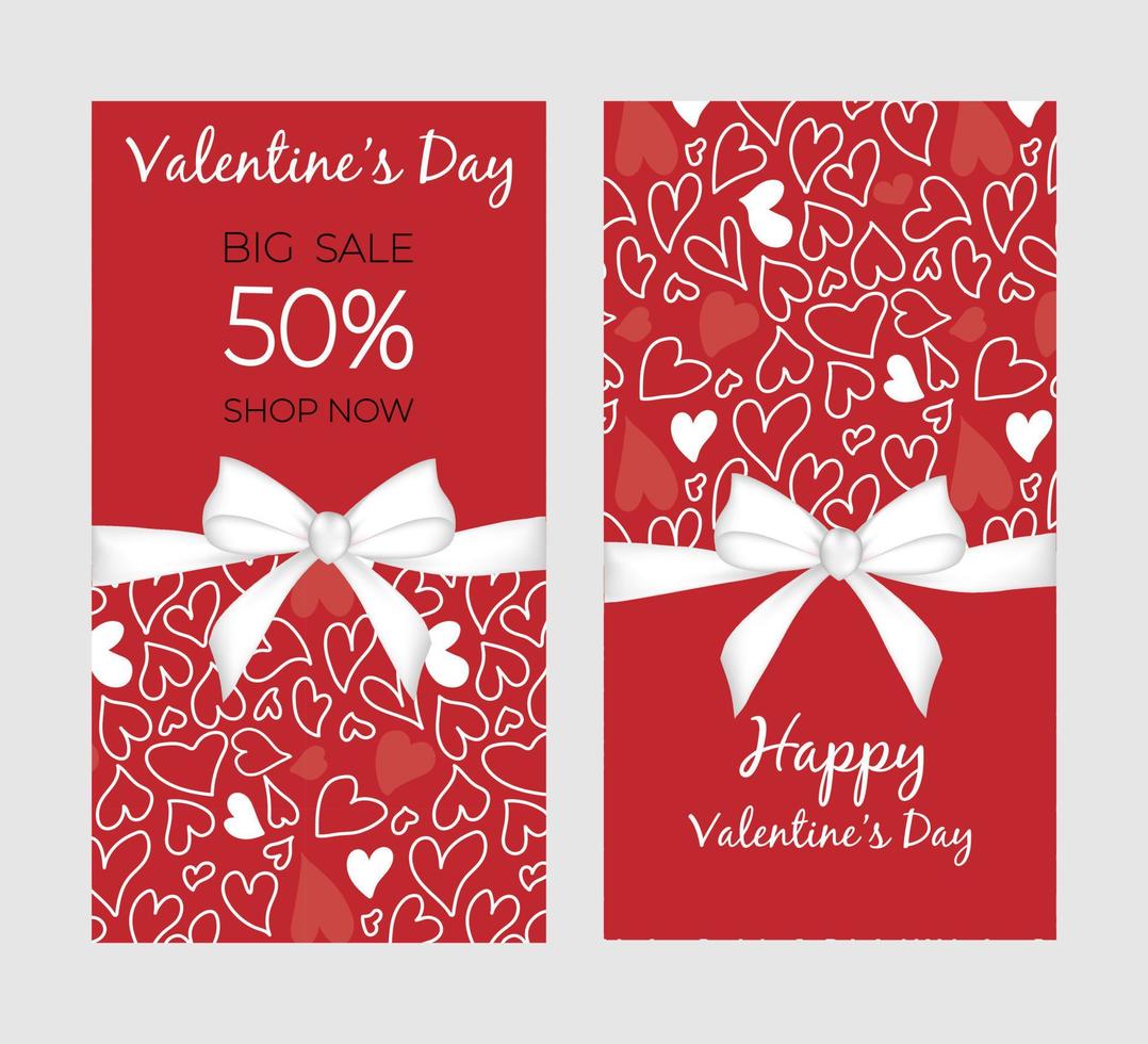 Set sale banner. Shape of a red heart. Valentine's day concept. vector