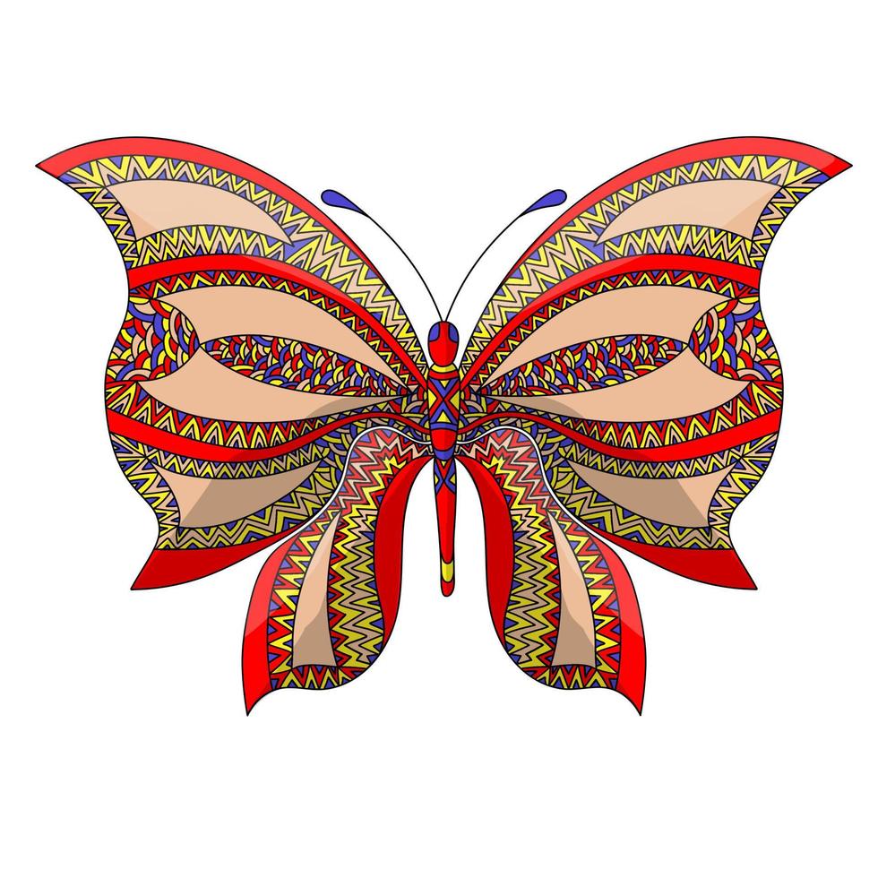 Butterfly. Coloring page for adults antistress in zentangle style. vector