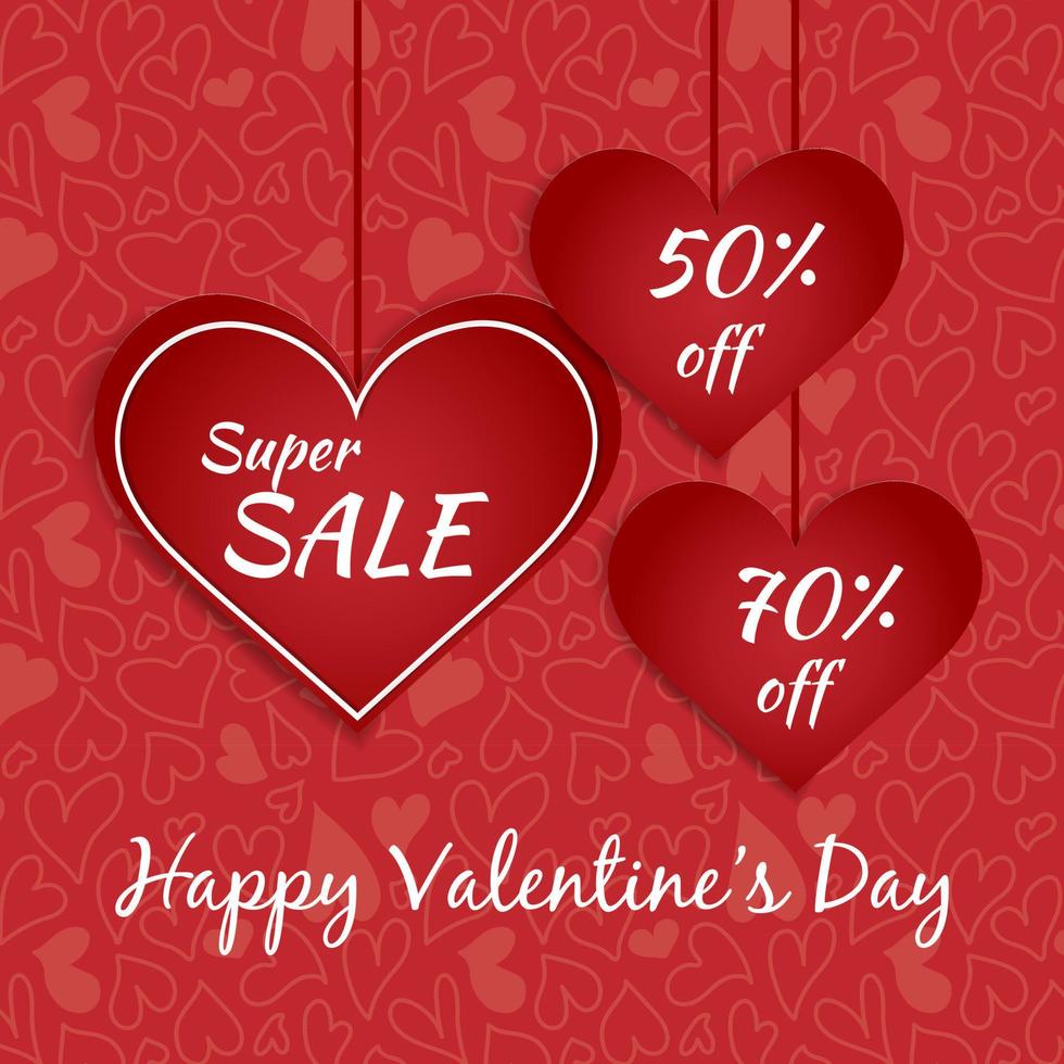 Sale banner. Shape of a red heart. Valentine's day concept in paper cut style. vector