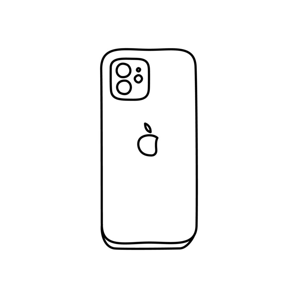 Back phone organic handdrawn line art element vector