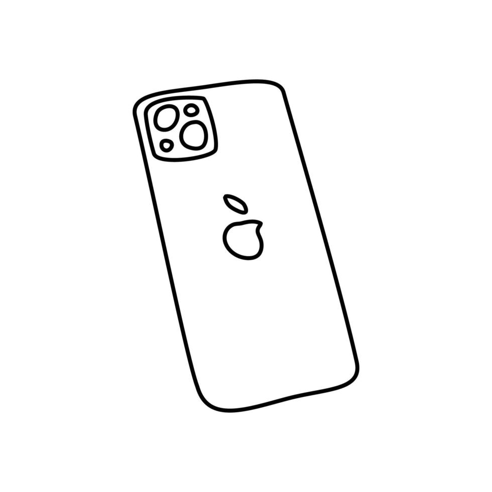 Back phone organic handdrawn line art element vector