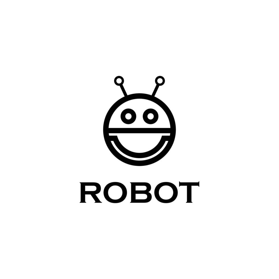 icono plano de cabeza de robot vector