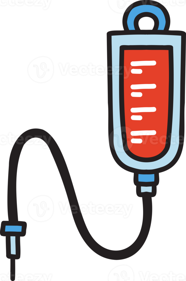 handgezeichnete blutbeutel- und blutspendeillustration png