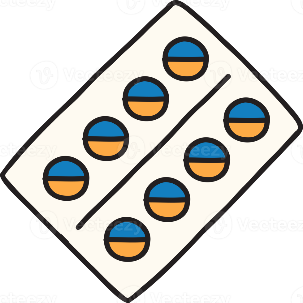 Ilustração De Comprimido De Medicamento Médico Desenhado à Mão