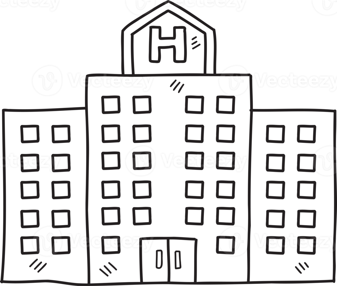 ilustração de construção de hospital desenhada à mão png