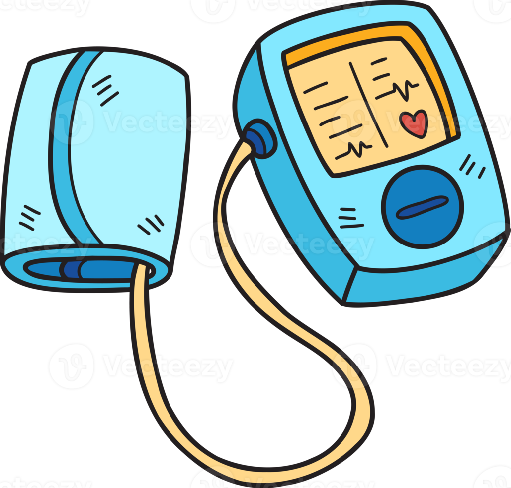 Hand Drawn blood pressure monitor illustration png