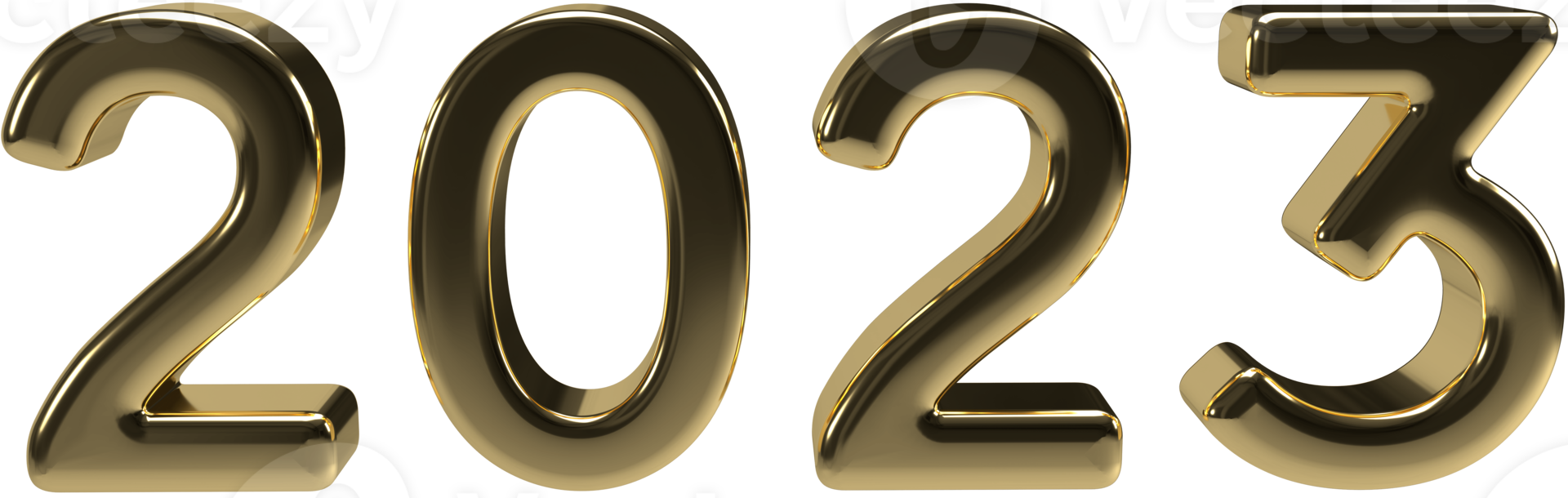 Gold Numbers Year. Realistic 3d New Year event symbol png