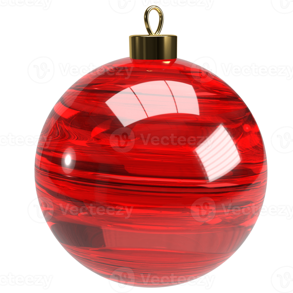 3d soffiato rosso bicchiere Natale albero giocattolo. Natale e contento nuovo anno realistico design elemento. png