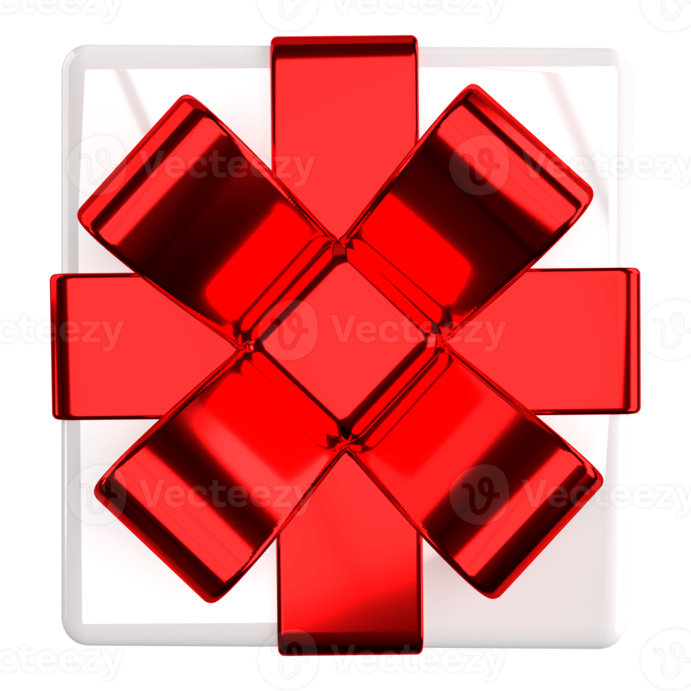 3d gift box icon. Christmas holiday white red gift wrap. png