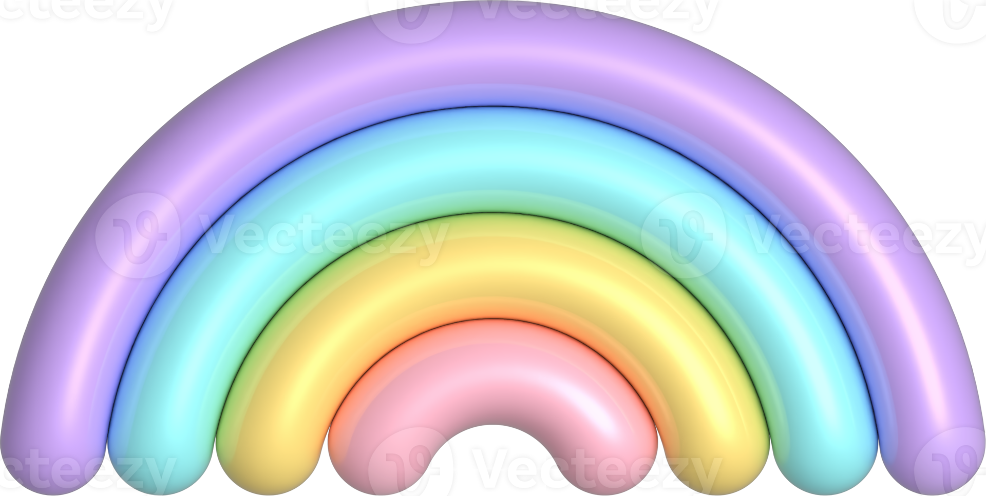 arc-en-ciel 3d aux couleurs pastel des bonbons png