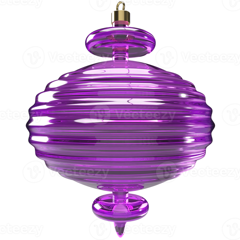 3d blown purple glass Christmas tree toy. Christmas and Happy New Year realistic design element. png