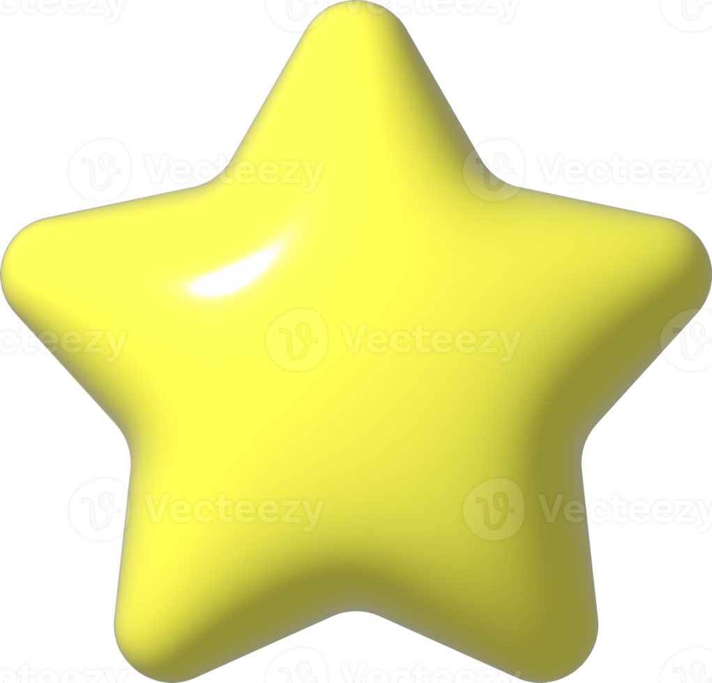 3D yellow star sparkle icon. Holiday element sparkles symbols. Magic shiny flash, bright firework. Realistic glossy plastic 3d render design illustration for social media or decoration. png