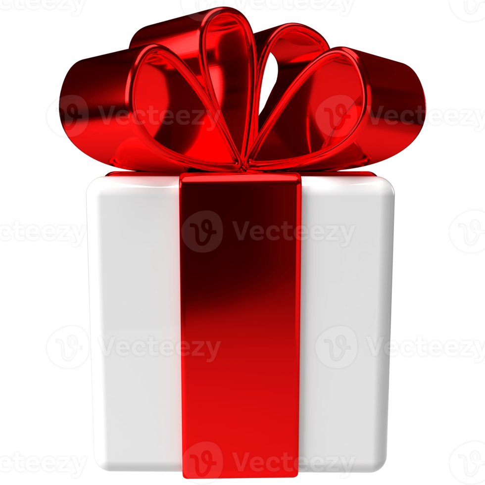 3d gift box icon. Christmas holiday white red gift wrap. png