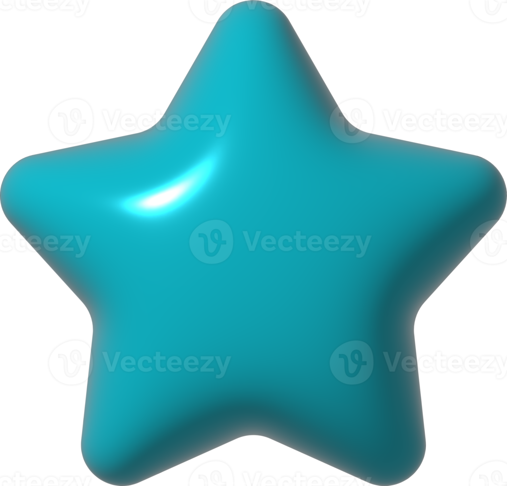 Icono de estrella azul 3d. elemento de vacaciones 3d png