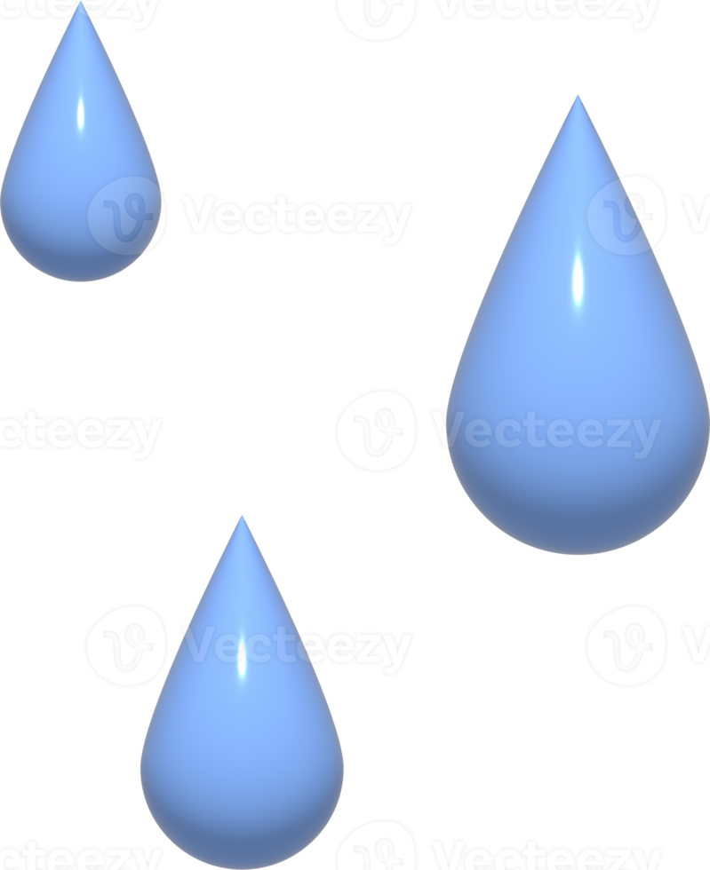 3d water druppels. 3d regen weer element png