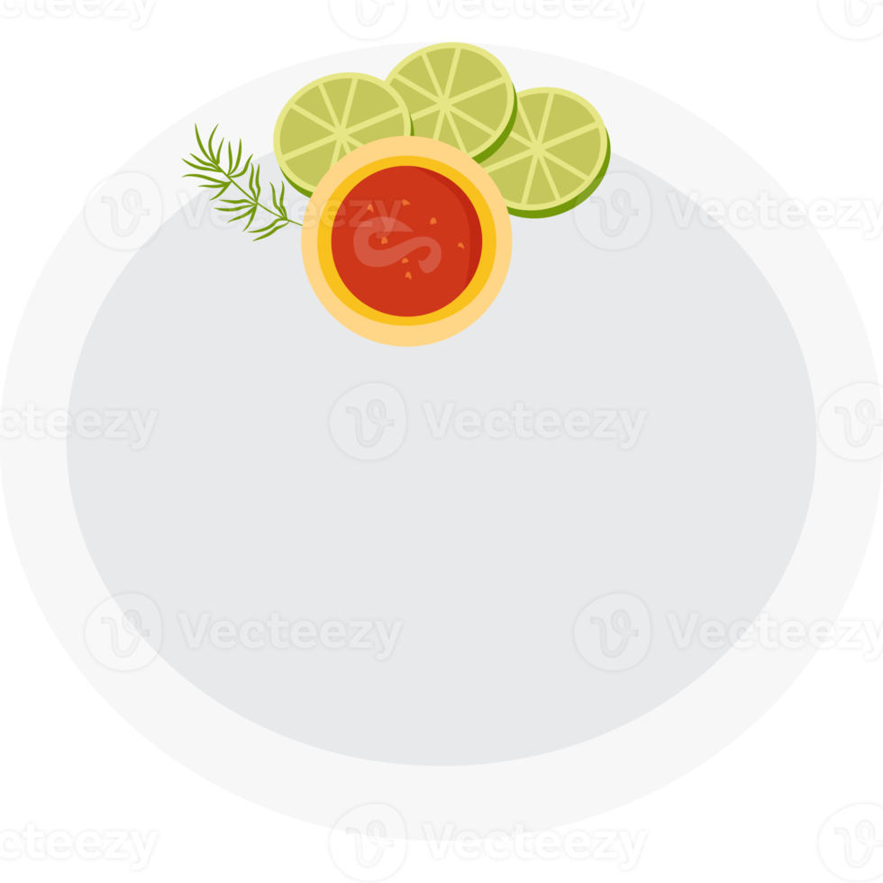 assiette vide avec sauce tomate et citron vert png