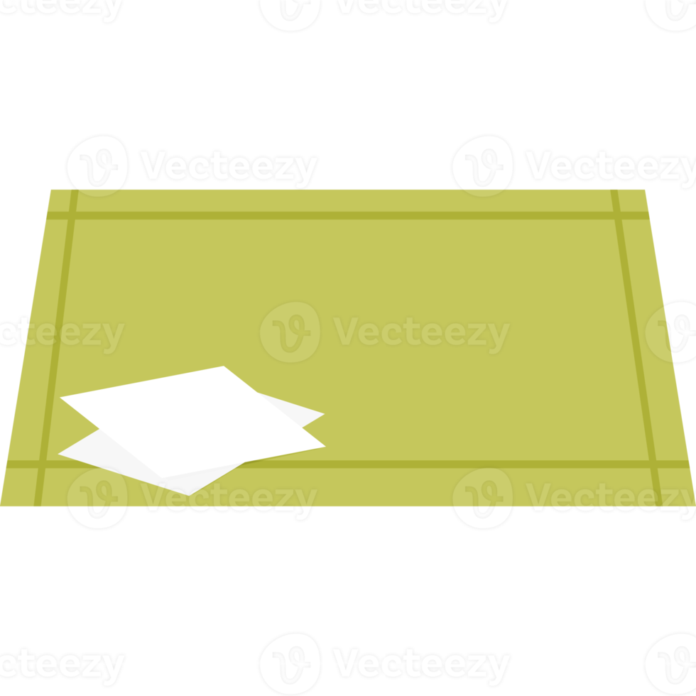 Green tablecloth with paper napkins png