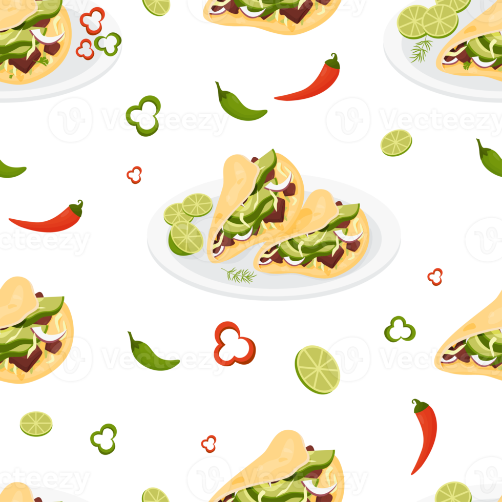 Seamless pattern with  Mexican Tacos png