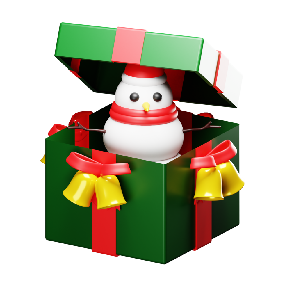 christmas gift box snowman png