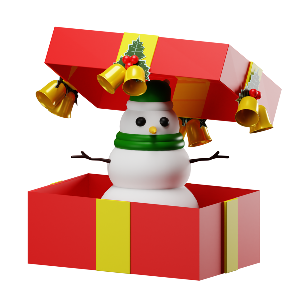 Kerstmis geschenk doos sneeuwman png