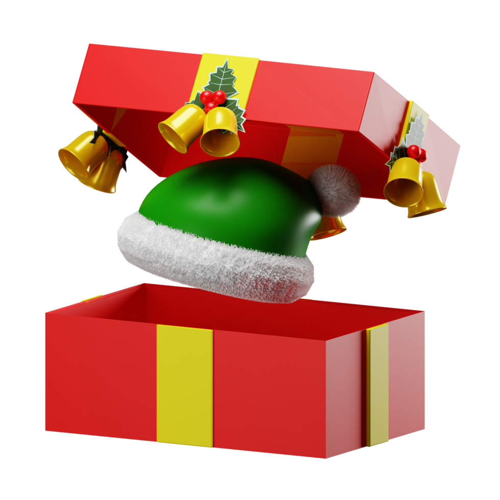 Kerstmis geschenk doos hoed png