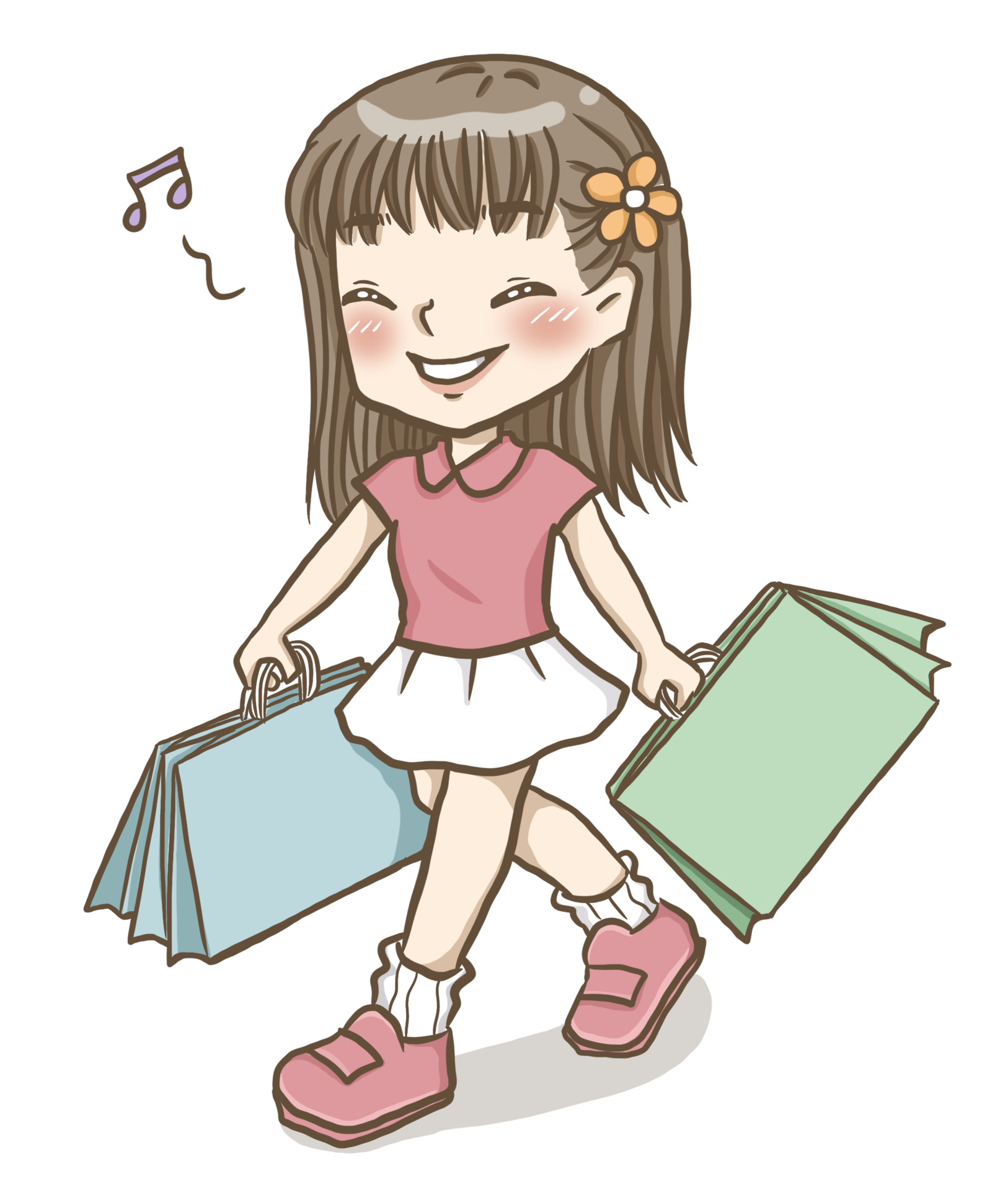 niña compras dibujos animados garabato kawaii anime página para