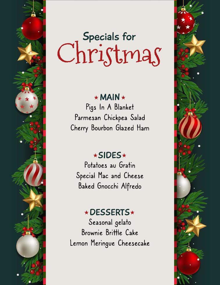 Vertical Christmas Menu vector