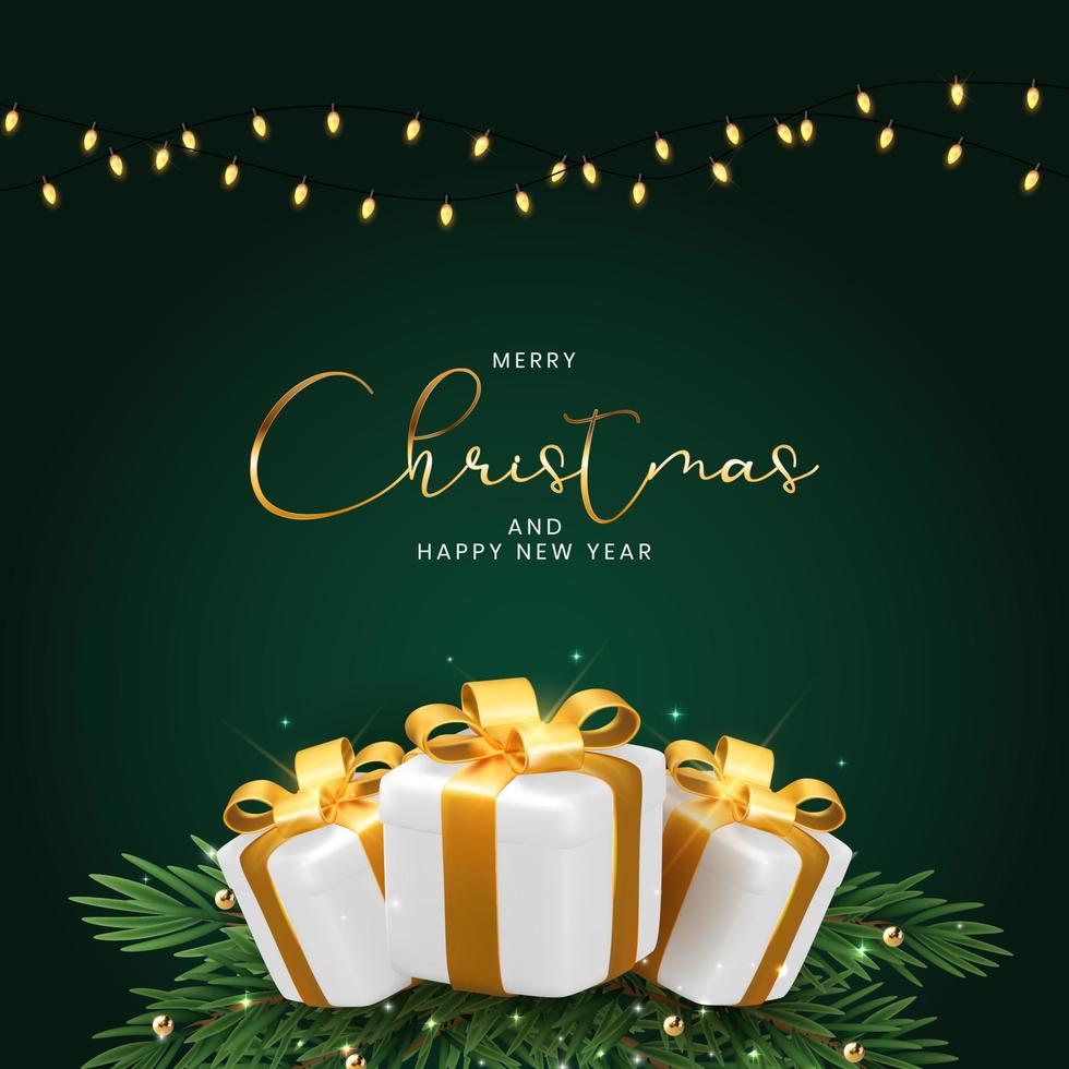 Merry Christmas and Happy New Year Greeting Card vector