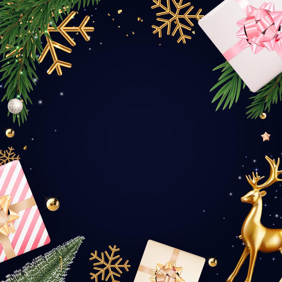 Merry Christmas and Happy New Year Greeting Card vector