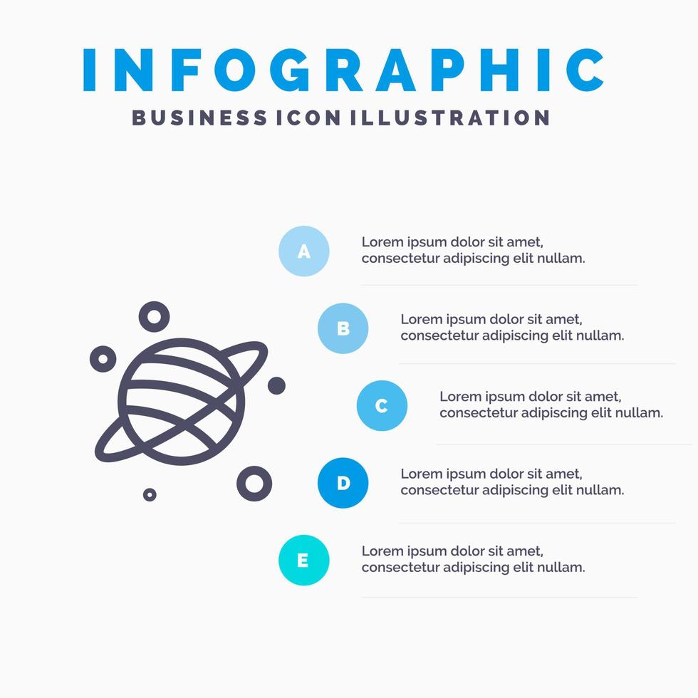 Astrology Planet Space Line icon with 5 steps presentation infographics Background vector