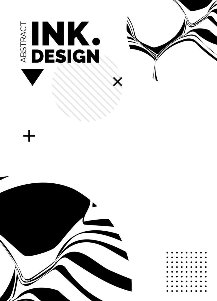 Black Lines Poster Template. Trendy abstract wavy backgrounds vector