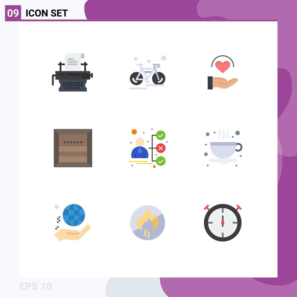 Mobile Interface Flat Color Set of 9 Pictograms of shipping commerce race cargo hand Editable Vector Design Elements