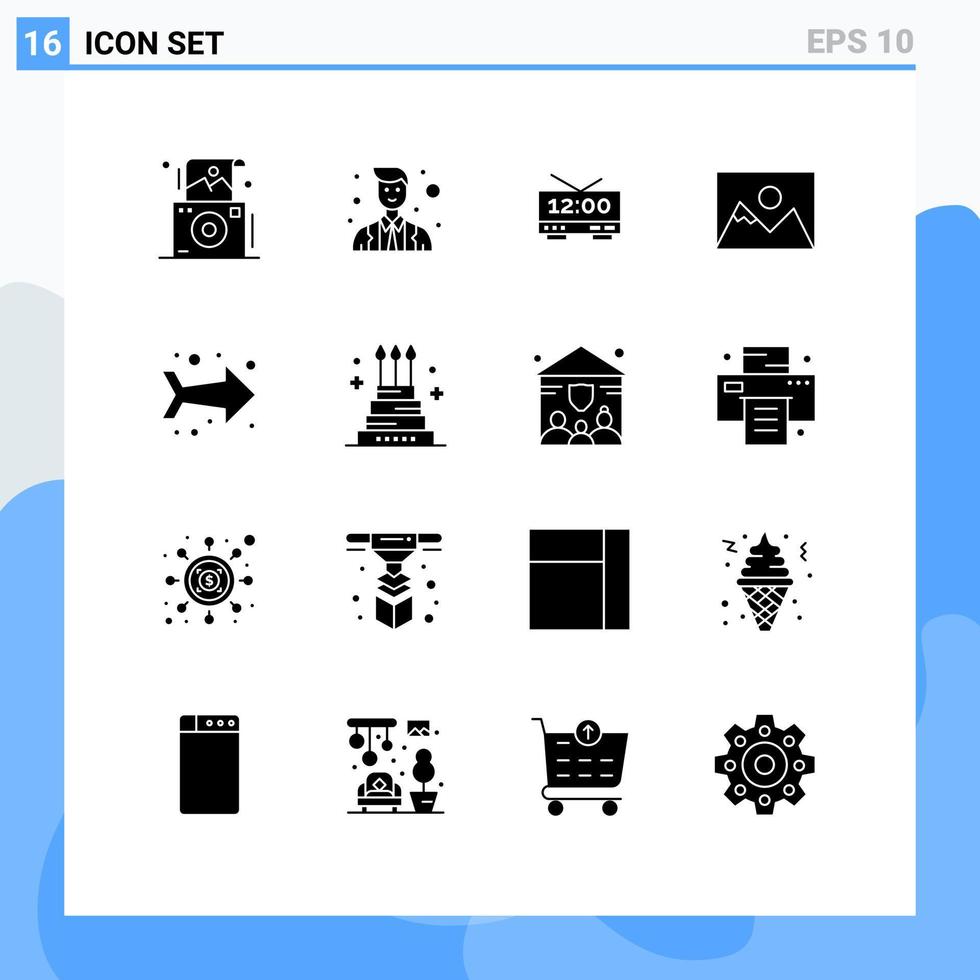 paquete de iconos de vector de stock de 16 signos y símbolos de línea para elementos de diseño de vector editables de paisaje de fotógrafo de reloj izquierdo