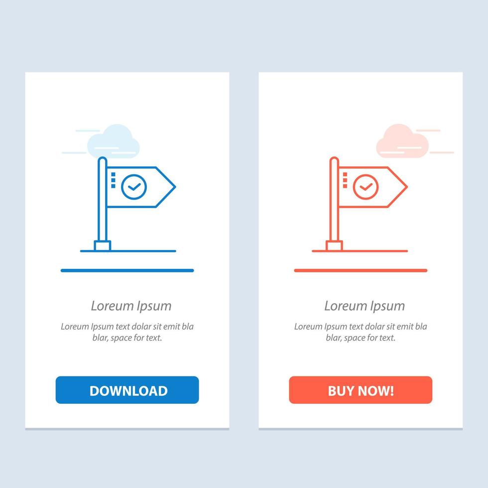 Success Achieve Business Flag Goal Mark Sign  Blue and Red Download and Buy Now web Widget Card Template vector