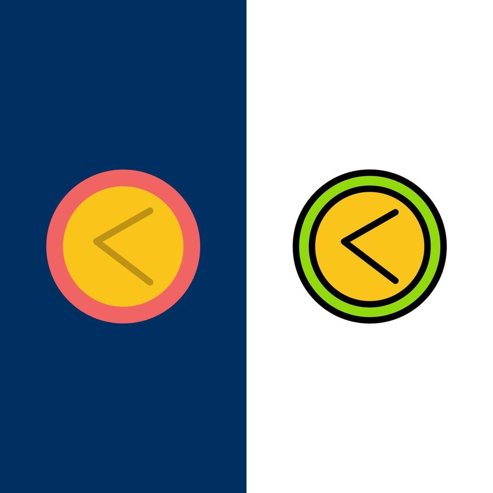 Arrow Interface Left User  Icons Flat and Line Filled Icon Set Vector Blue Background