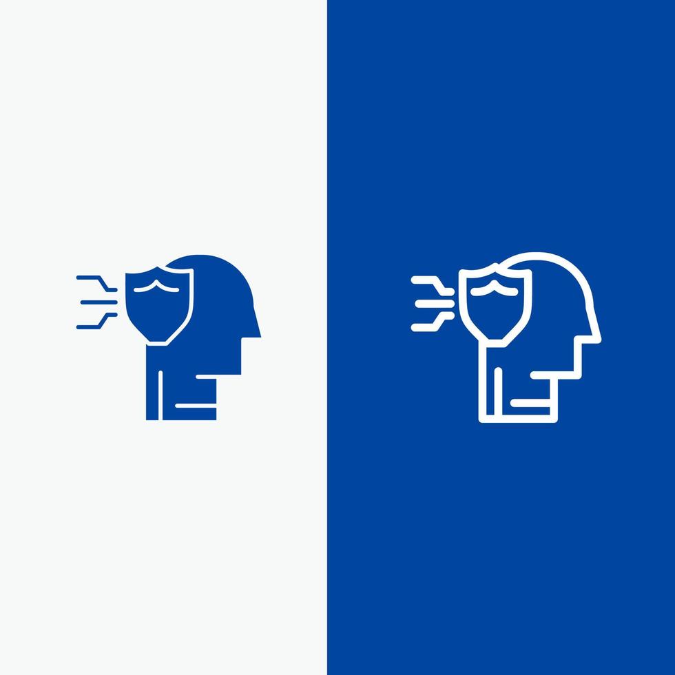 Personal Protection Security Shield Line and Glyph Solid icon Blue banner Line and Glyph Solid icon Blue banner vector