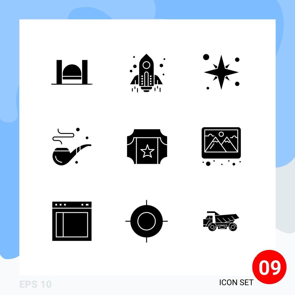 9 iconos creativos signos y símbolos modernos de lanzamiento de pipa de padres cigar beach elementos de diseño vectorial editables vector