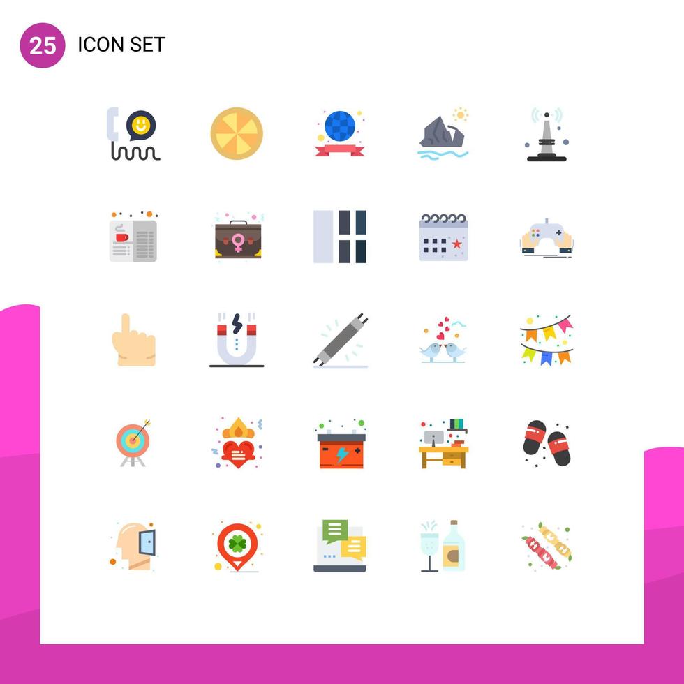Modern Set of 25 Flat Colors and symbols such as internet iceberg green ice ecology Editable Vector Design Elements