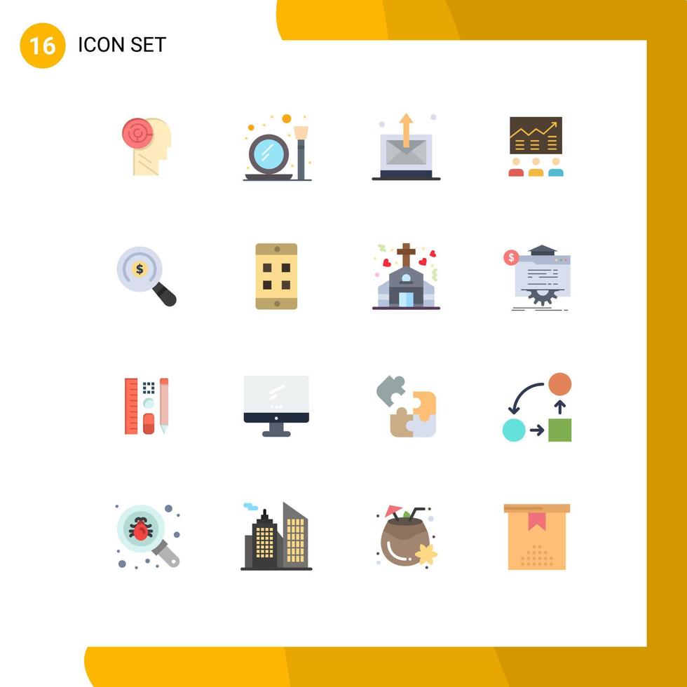 Group of 16 Flat Colors Signs and Symbols for graph chart business business team Editable Pack of Creative Vector Design Elements