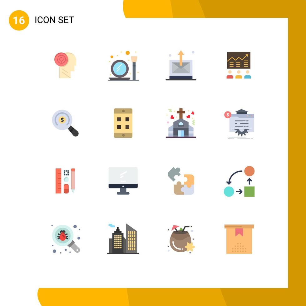 grupo de 16 signos y símbolos de colores planos para gráfico gráfico negocio equipo de negocios paquete editable de elementos creativos de diseño de vectores