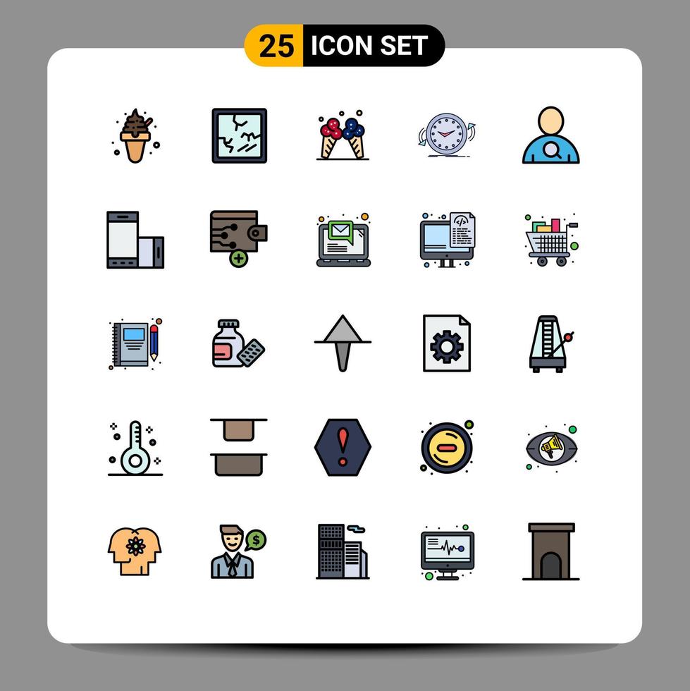 paquete de iconos vectoriales de stock de 25 signos y símbolos de línea para el tiempo de búsqueda contador de hielo elementos de diseño vectorial editables vector