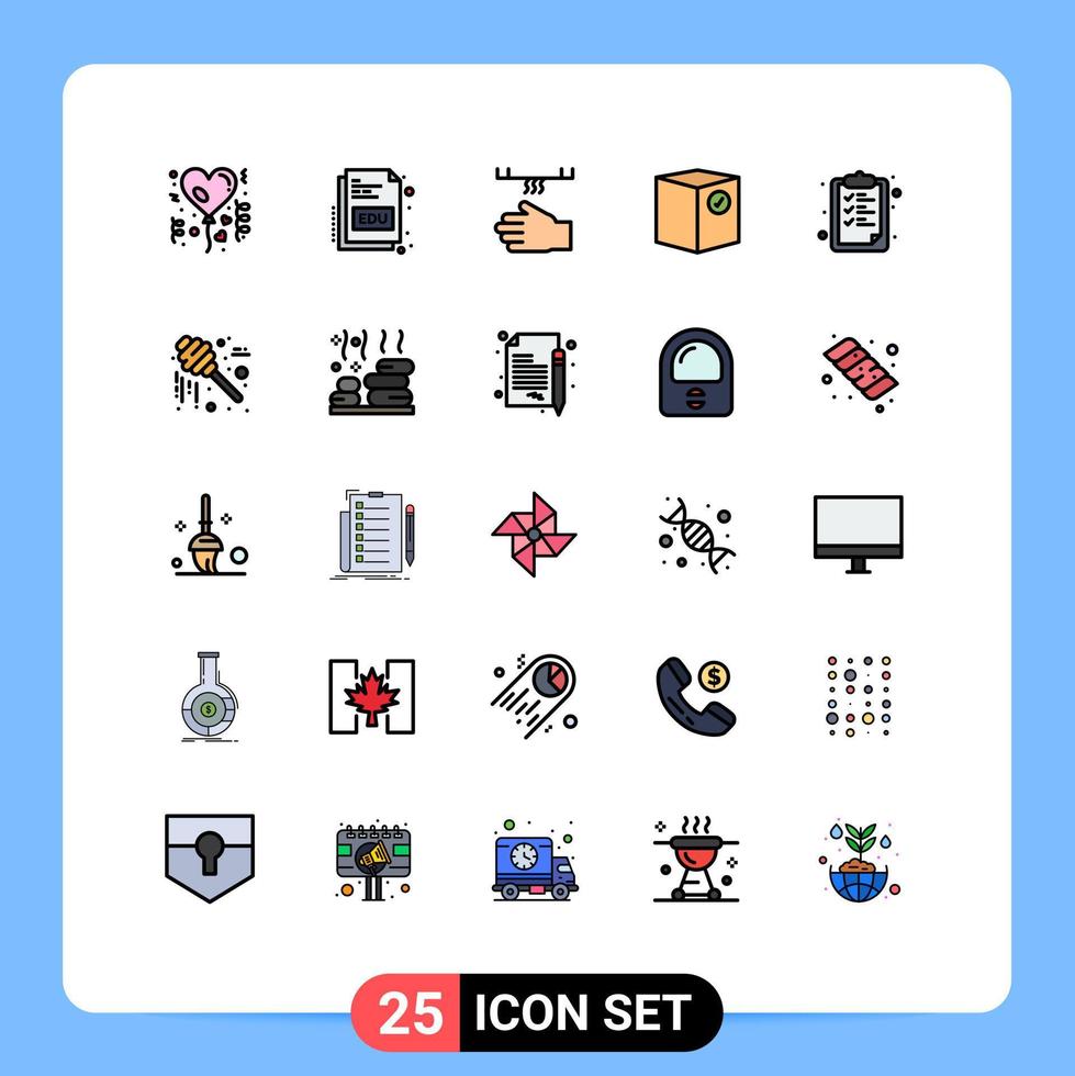 Stock Vector Icon Pack of 25 Line Signs and Symbols for shipping commerce bath check hand Editable Vector Design Elements
