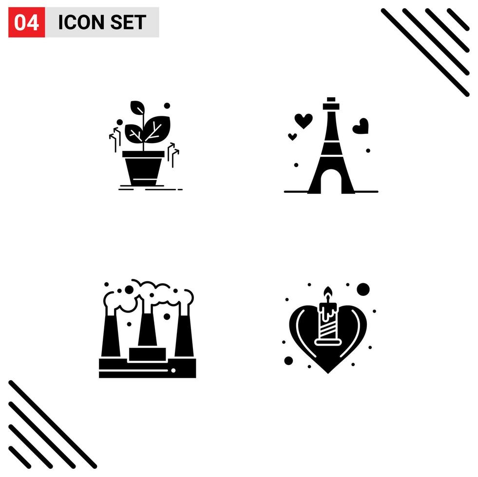 Pack of creative Solid Glyphs of plant pollution success heart smoke Editable Vector Design Elements