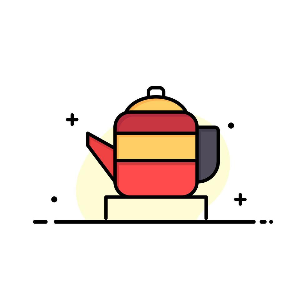 Tea Teapot China Chinese Business Logo Template Flat Color vector