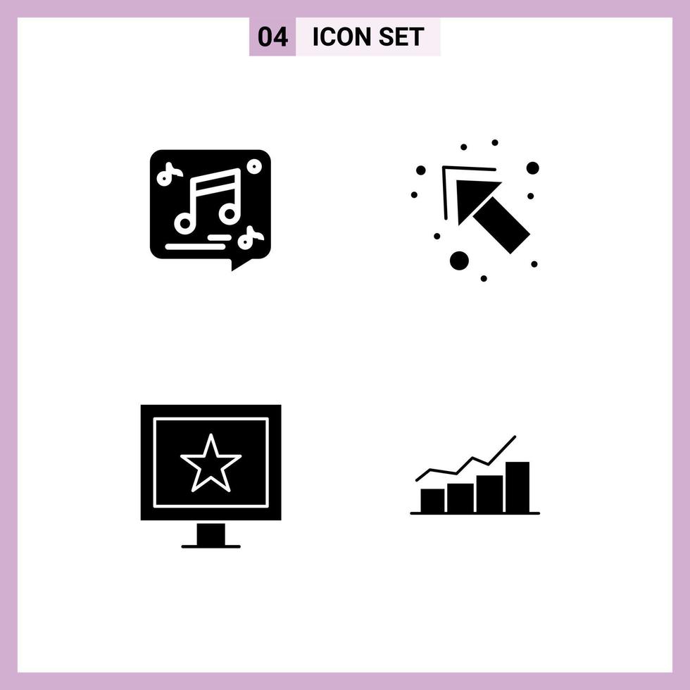 Stock Vector Icon Pack of 4 Line Signs and Symbols for chat stars music up growth Editable Vector Design Elements