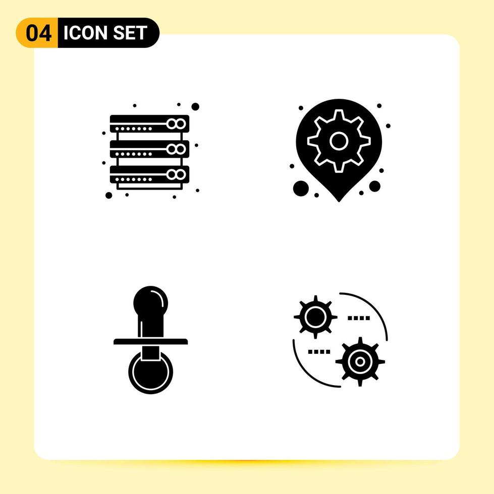 4 Creative Icons Modern Signs and Symbols of cloud nipple server map dummy Editable Vector Design Elements
