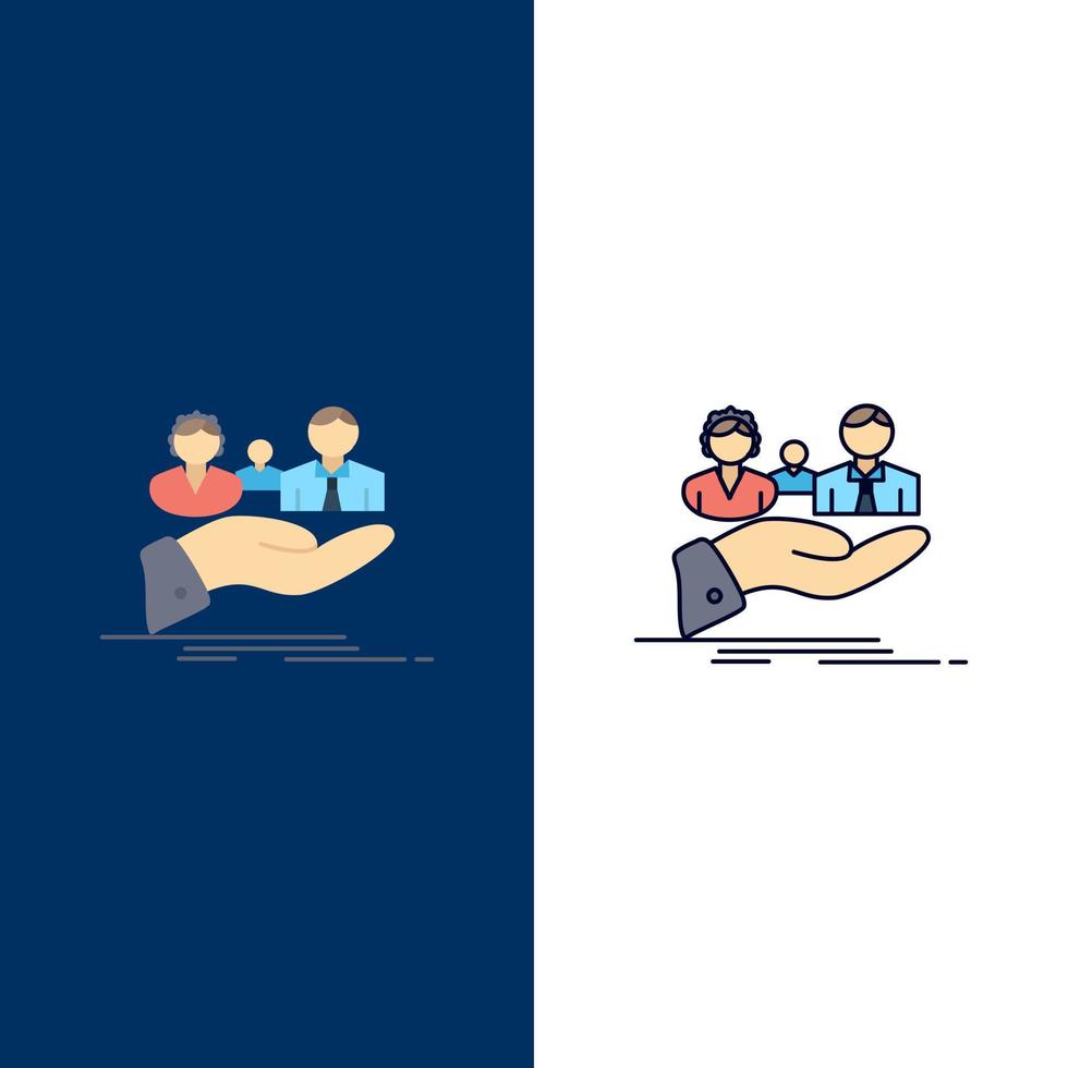 insurance health family life hand Flat Color Icon Vector