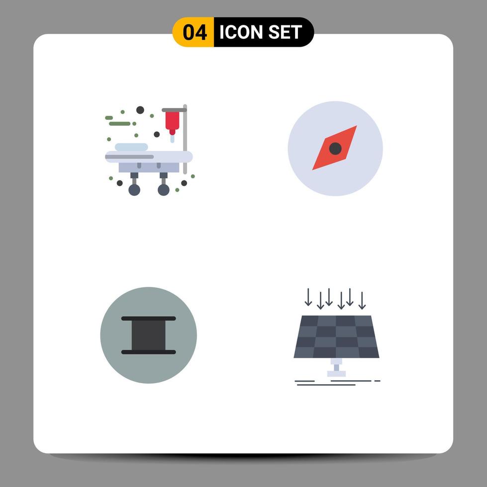 Modern Set of 4 Flat Icons and symbols such as medical equipment solar compass ancient energy Editable Vector Design Elements